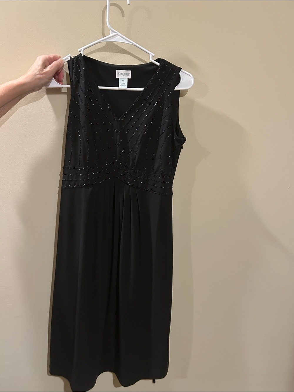 Motherhood Maternity Black Sleeveless Beaded V-Neck Dress
